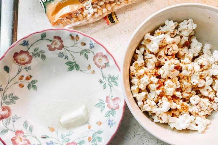 microwave popcorn with melted butter and creole seasoning