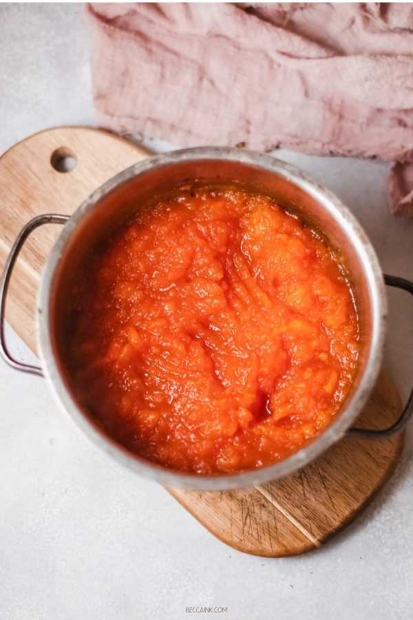 Pumpkin butter recipe. Learn how to make homemade pumpkin butter recipe on the stovetop as a fall favorite recipe to spice up everyday dishes like pancakes, yogurt and overnight oats. Made using minimal ingredients, this pumpkin butter is simply a combination of fresh pumpkin, sugar and spices. Spread this delightful, fall flavored butter on bread and biscuits. Or use it spice your favorite dishes to give them seasonal flare. It's the perfect addition to pancakes, yogurt and overnight oats.