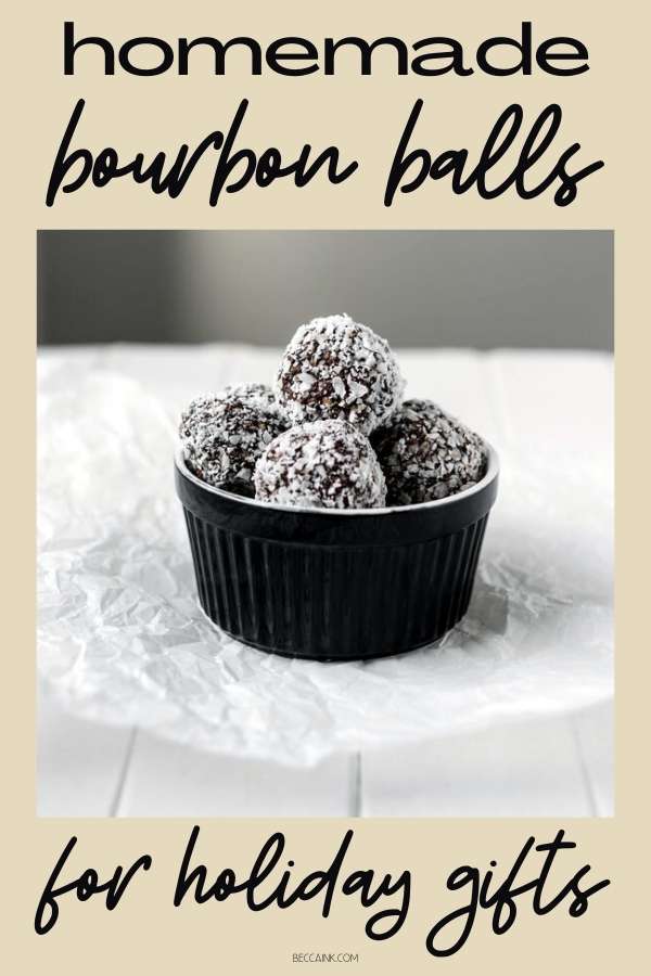 Easy Christmas dessert idea for no bake bourbon balls recipe. This no bake bourbon balls recipe with Woodford Reserve is an easy holiday dessert for Christmas parties and makes great homemade holiday food gifts. These homemade bourbon balls can also be made with rum or customized with your favorite ingredients whether it be coconut or dried raspberries for a flavorful holiday treat! A great DIY holiday gift for adult friends and family, now everyone can enjoy chocolate and bourbon for Christmas.