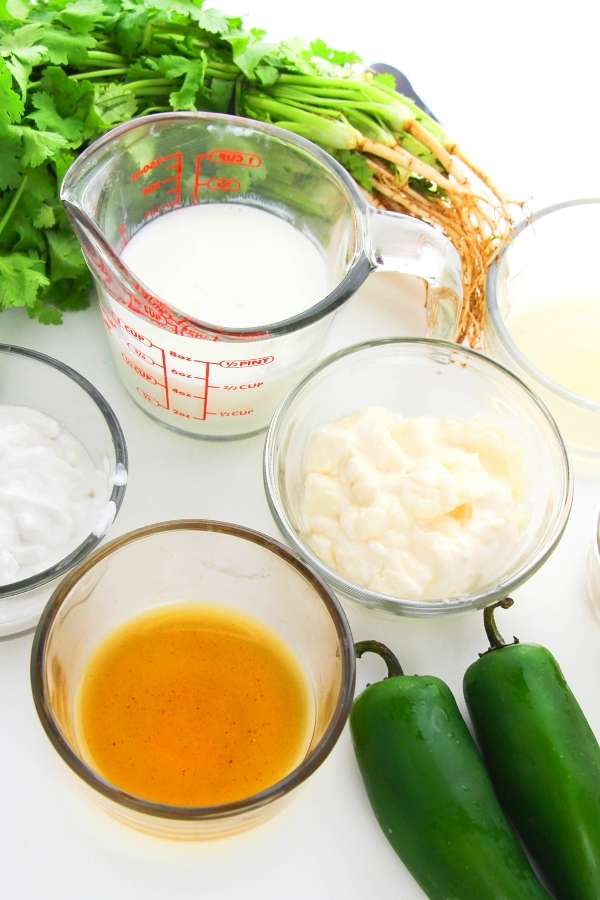 ingredients for making dairy free jalapeno ranch dip