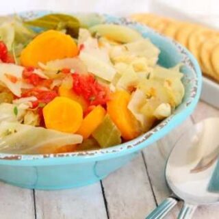 This simple cabbage soup recipe is a healthy low-calorie dinner idea for winter.