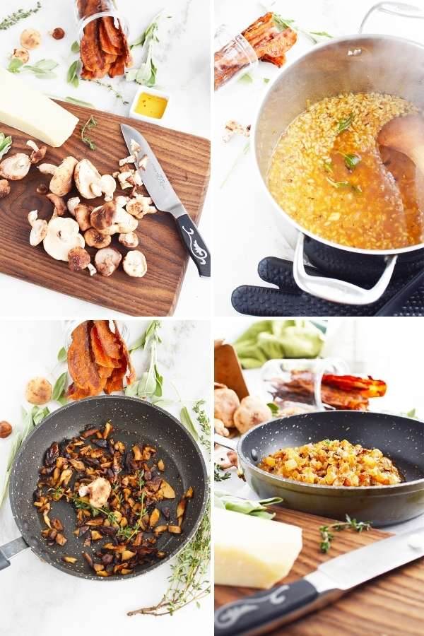 directions on how to make mushroom risotto with bacon recipe