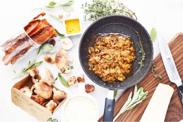 how to make an easy risotto recipe with mushrooms and bacon