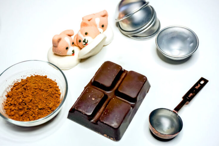ingredients to make corgi hot chocolate bombs