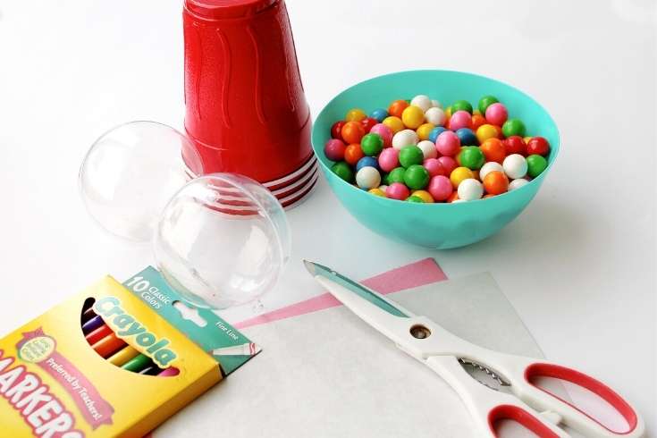 supplies and tools for how to make a mini gumball machine