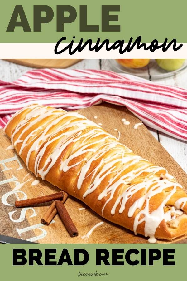 How to make apple cinnamon bread recipe. This apple bread recipe from scratch is a tasty way to bake with apples. If you're looking for apple recipes for a dessert, breakfast or brunch idea, this braided apple cinnamon bread offers a delicious way to bake from scratch with a beautiful presentation. This apple bread recipe is as pretty as it is delicious! Follow my instructions to bake a braided apple cinnamon bread loaf from scratch. If you have lots of apples this is a creative way to use them.