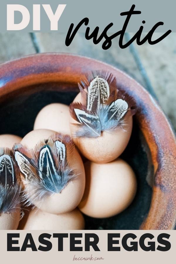 Need easy Easter egg design ideas? These easy DIY feather Easter eggs are a simple way to decorate Easter eggs without dye. Discover how to make feather Easter eggs for your farmhouse style rustic Easter decor with this 5-minute Easter craft project. This is an easy Easter egg design idea looks great as farmhouse style rustic Easter decor for your home. Get tips on how to display your DIY feather Easter eggs as Easter decorations plus learn to make these farmhouse Easter decorations on a budget.