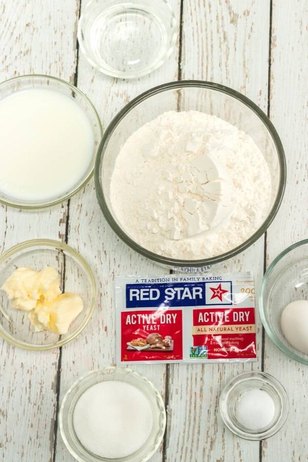 ingredients to make bread dough