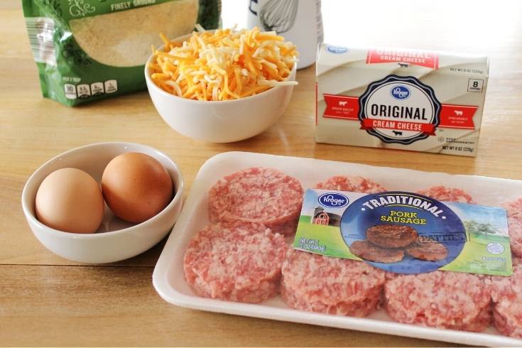 ingredients to make low carb biscuits and sausage for a keto diet