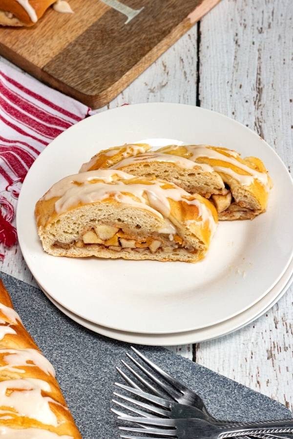 sliced apple cinnamon bread on plate fall dessert