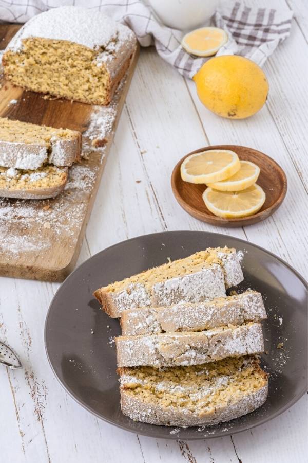 vegan lemon poppy seed cake plant based recipe loaf cake citrus dessert