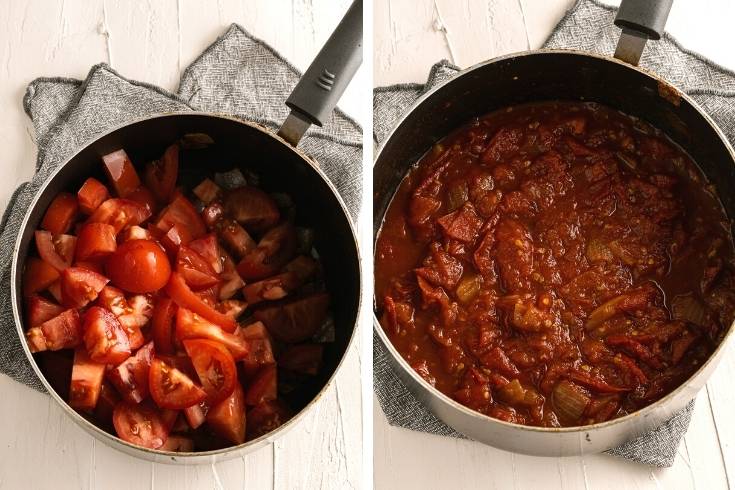 cook down fresh tomatoes to make homemade ketchup without sugar