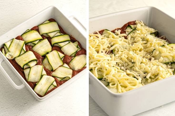 prepare ravioli zucchini in baking dish to bake in oven