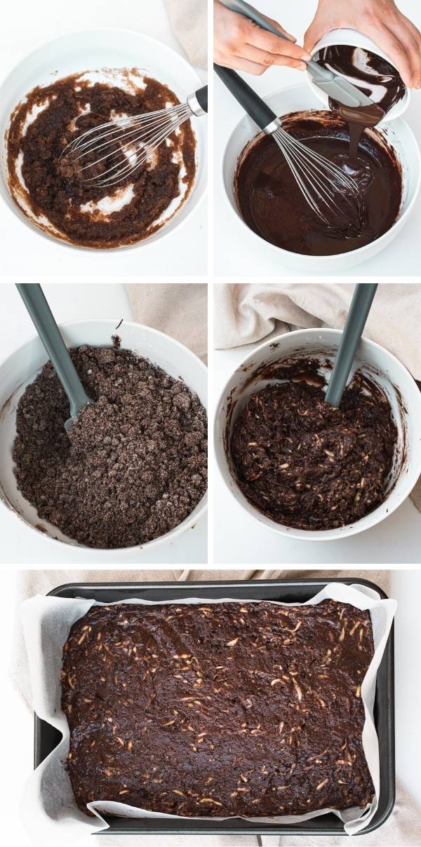 steps on making zucchini brownies without dairy or eggs