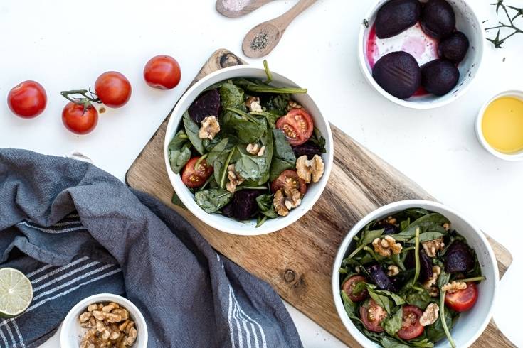 healthy salad ideas vegan spinach beet salad