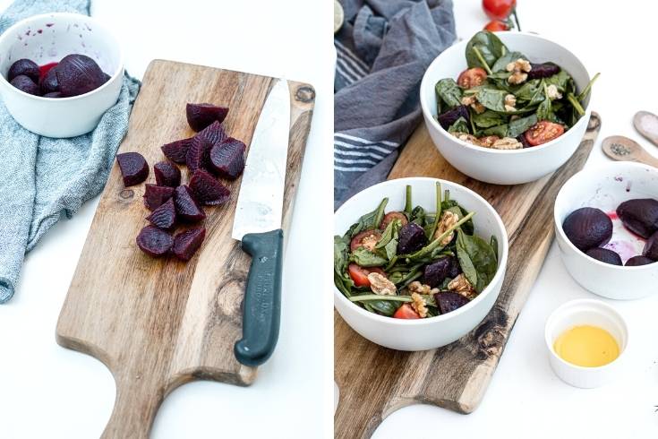 how to make simple cold beet salad with spinach