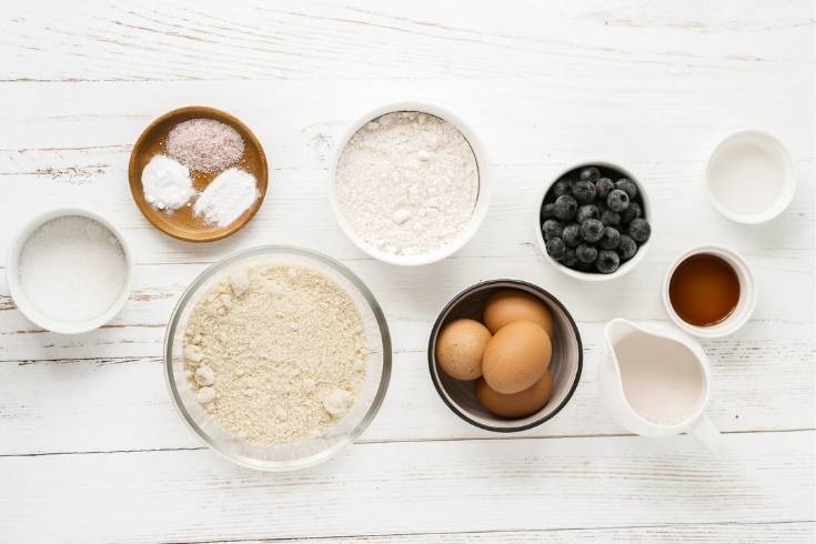 ingredients to bake almond flour blueberry muffins recipe