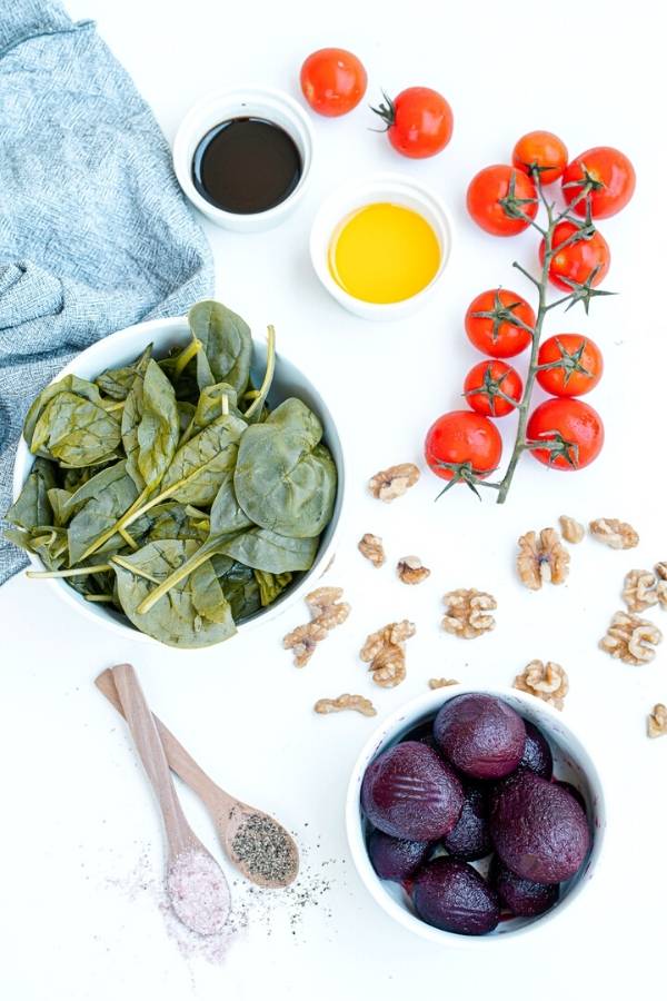 vegan beet spinach salad ingredients