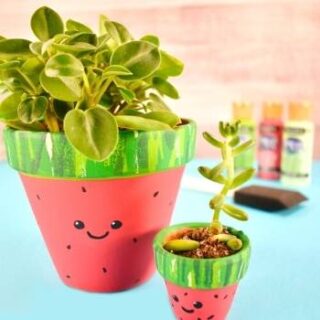 watermelon painted planter pots diy