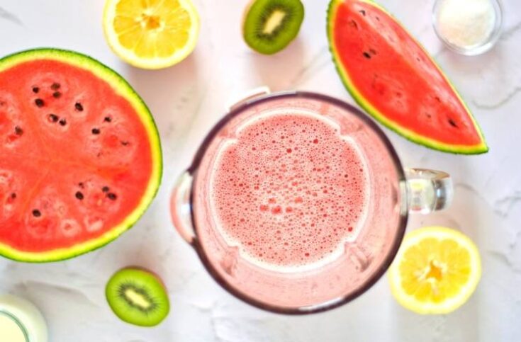 blended watermelon for making watermelon ice pops