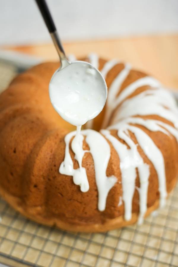 drizzle lemon bundt cake with homemade ginger icing