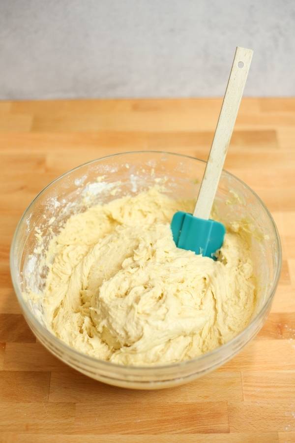 ginger lemon bundt cake batter in bowl