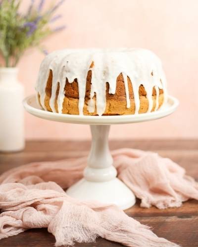 homemade lemon bundt cake from scratch with ginger icing