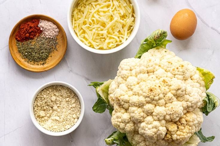 ingredients to make low carb cauliflower pancakes with cheese