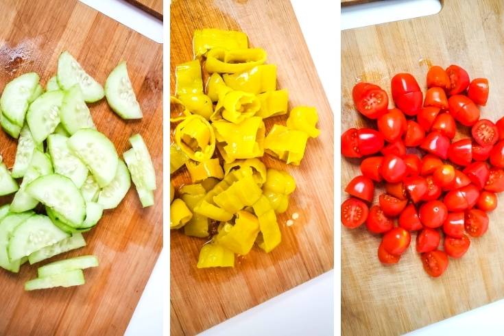 prep vegetables for easy tortellini pasta salad