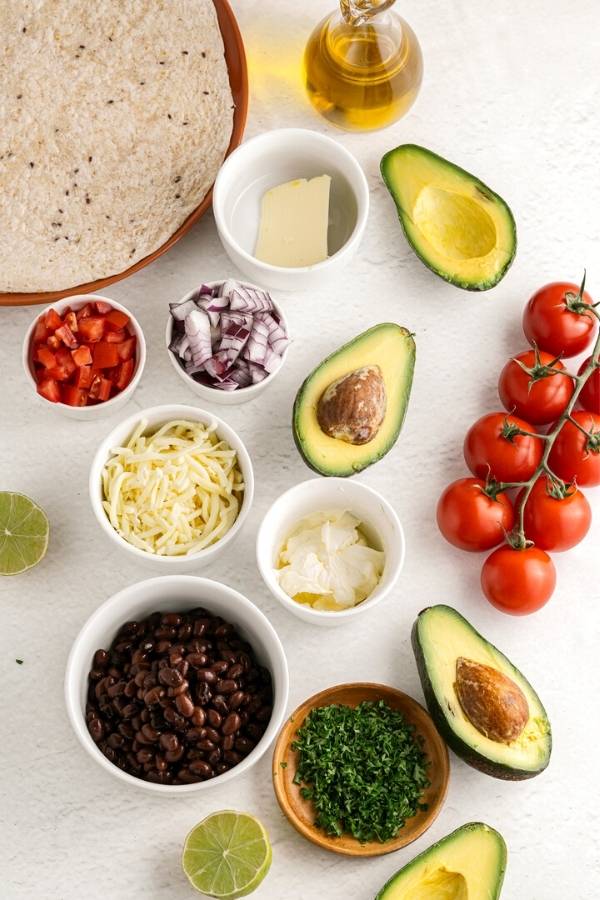 black bean and vegetable quesadilla ingredients
