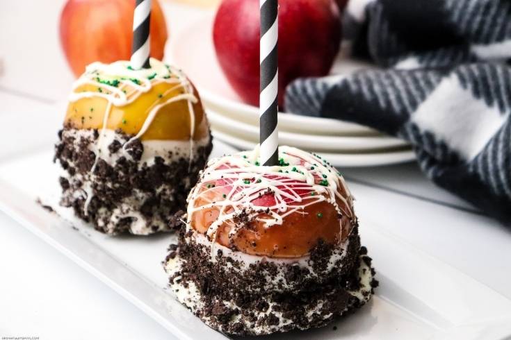 homemade caramel apples with toppings