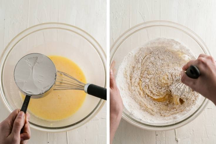 Mix flour into apple cinnamon swirl bread ingredients