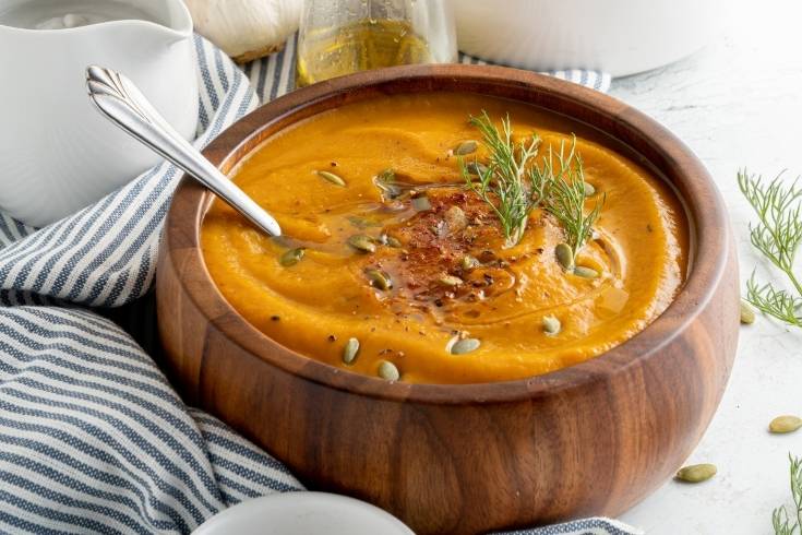 homemade pumpkin soup with coconut milk