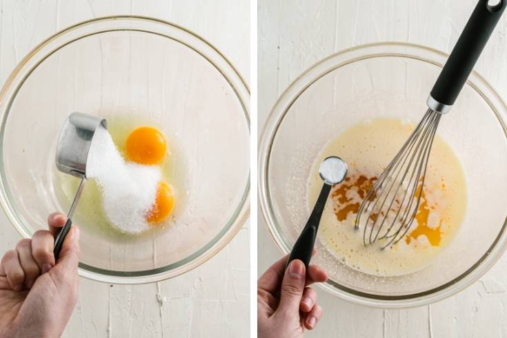 mixing ingredients for cinnamon and apple bread