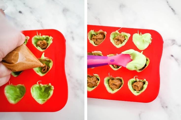 almond butter and chocolate grinch candy treats
