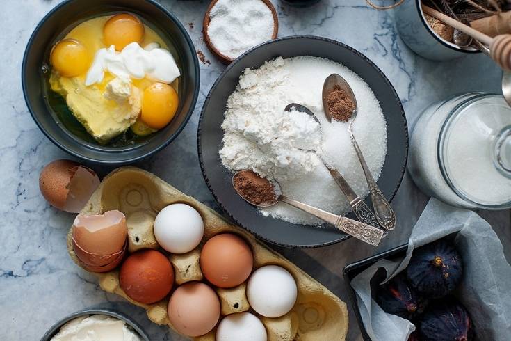 mixing ingredients to make holiday baked goods