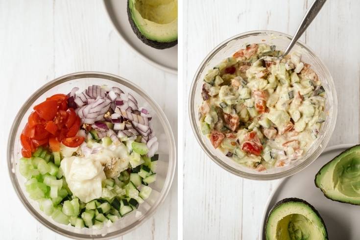 how to make veggie stuffed avocados
