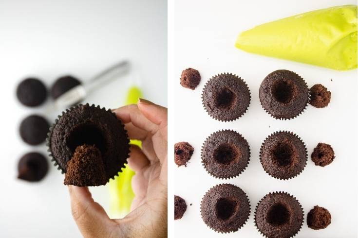 remove the center of chocolate cupcakes